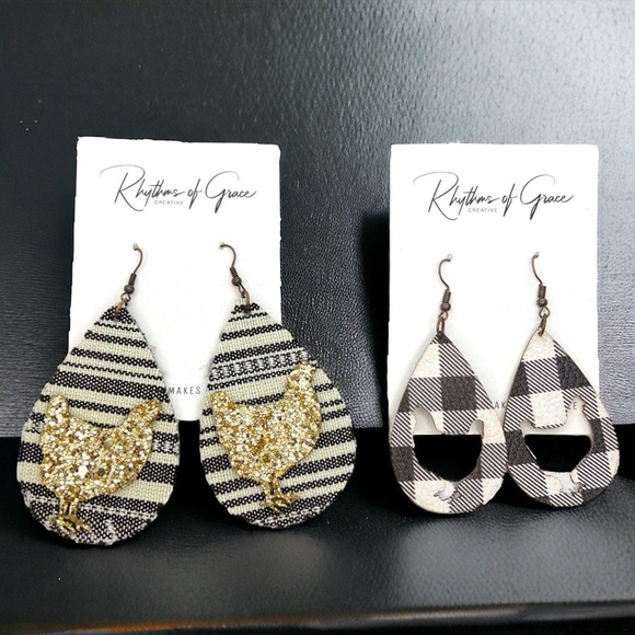 Jewelry - Feathered Fashion: Adorable Chicken Silhouette Dangle Earrings! NWT Farm Jewelry